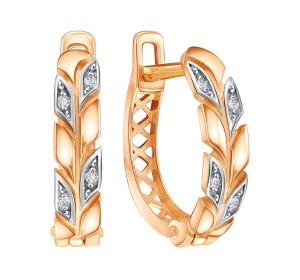 Золотые cерьги классические с фианитом