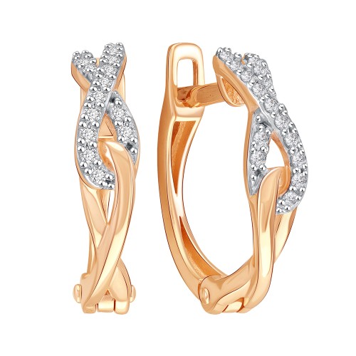 Золотые cерьги классические с фианитом