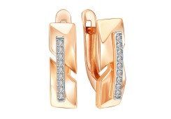 Золотые cерьги классические с фианитом
