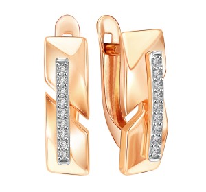 Золотые cерьги классические с фианитом