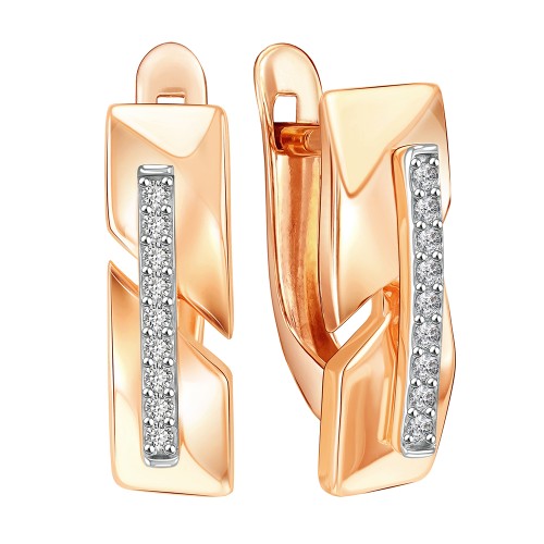 Золотые cерьги классические с фианитом