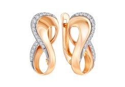 Золотые cерьги классические с фианитом