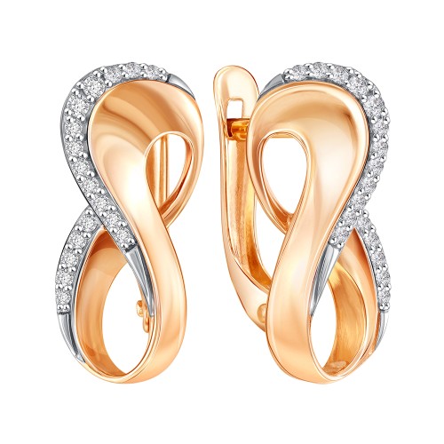 Золотые cерьги классические с фианитом