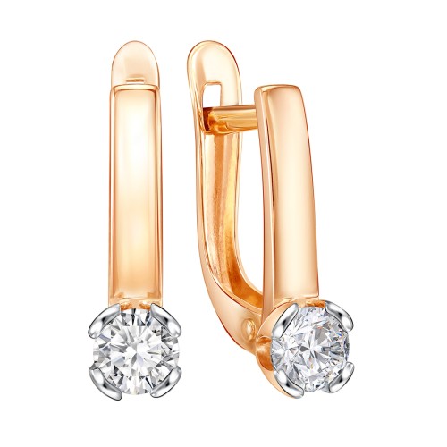 Золотые cерьги с фианитом