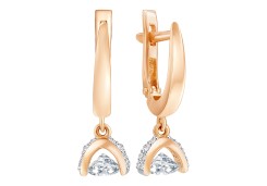 Золотые cерьги висячие с фианитом