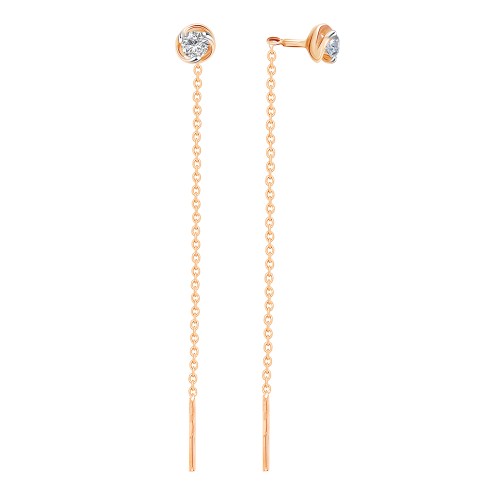 Золотые cерьги с фианитом