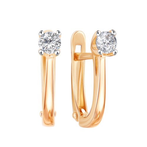 Золотые cерьги с фианитом