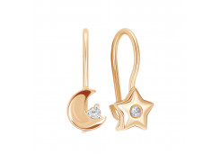 Золотые cерьги классические с фианитом