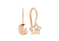 Золотые cерьги классические с фианитом