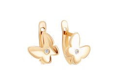 Золотые cерьги классические с фианитом