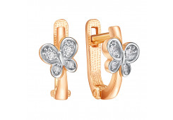Золотые cерьги классические с фианитом
