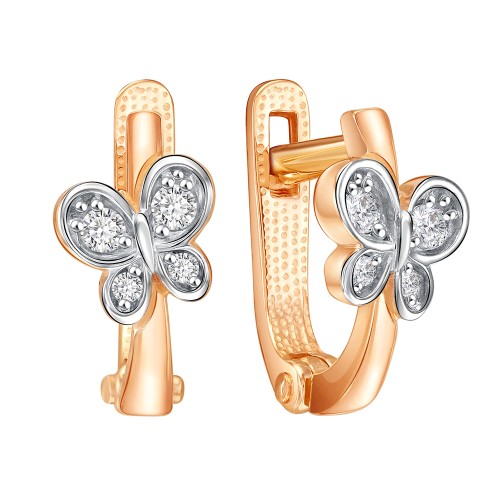 Золотые cерьги классические с фианитом