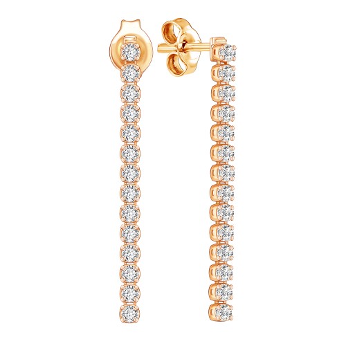 Золотые cерьги пусеты (гвоздики) с фианитом