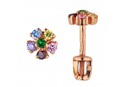 Золотые cерьги пусеты (гвоздики) с фианитом