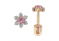Золотые cерьги пусеты (гвоздики) с фианитом
