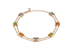 Браслет из красного золота 585 пробы с полудрагоценными камнями