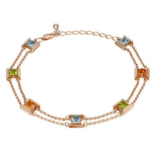 Браслет из красного золота 585 пробы с полудрагоценными камнями