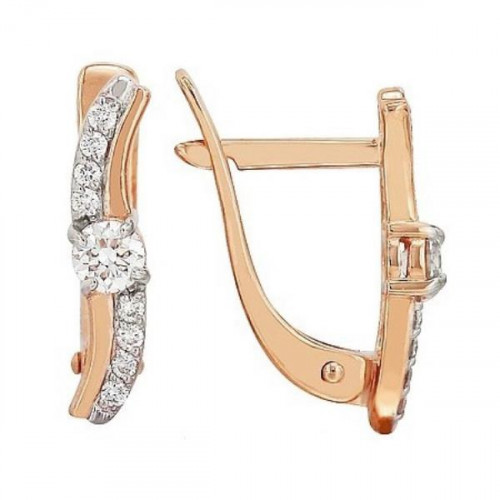 Золотые cерьги классические с бриллиантом