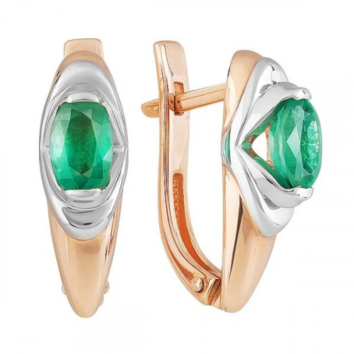 Золотые cерьги с изумрудом