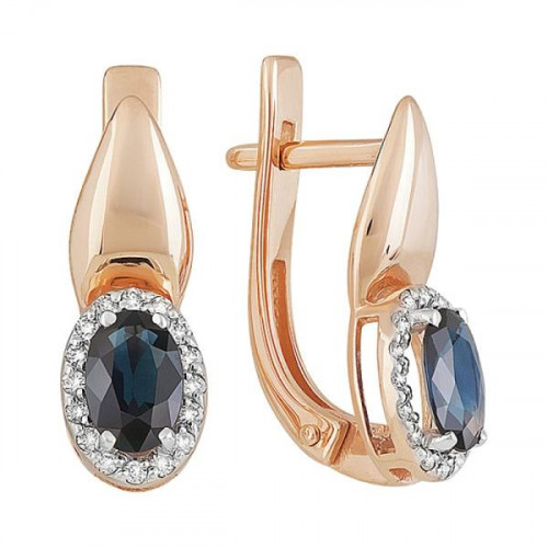 Золотые cерьги с сапфиром