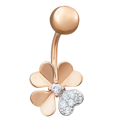 Серьга д/пирсинга из золота с фианитом