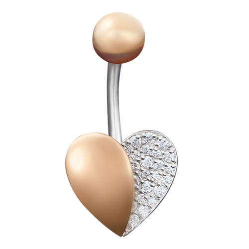 Серьга д/пирсинга из золота с фианитом