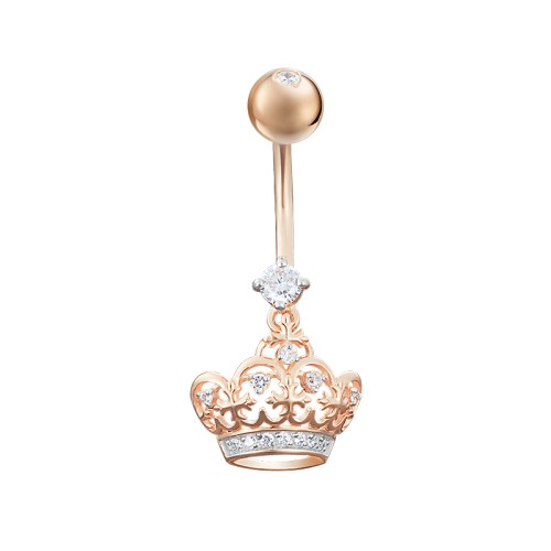 Серьга д/пирсинга из золота с фианитом