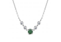 Серебряное колье с агатом зеленым