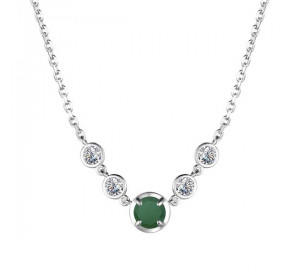 Серебряное колье с агатом зеленым