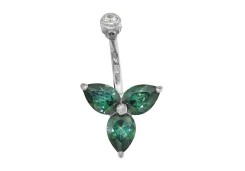 Серьга д/пирсинга из серебра с фианитом