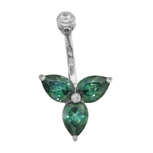 Серьга д/пирсинга из серебра с фианитом