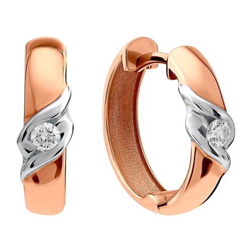 Золотые cерьги классические с бриллиантом