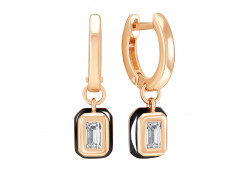 Золотые cерьги висячие с фианитом