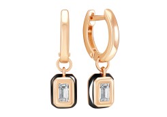 Золотые cерьги висячие с фианитом