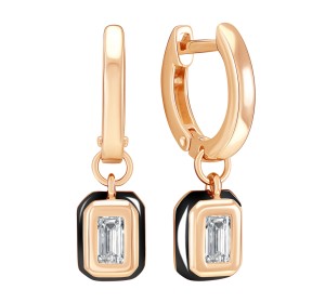 Золотые cерьги висячие с фианитом