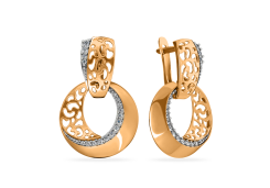 Золотые cерьги висячие с фианитом