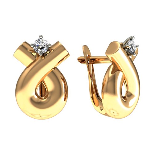 Золотые cерьги с фианитом