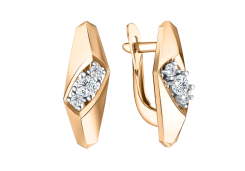 Золотые cерьги классические с фианитом