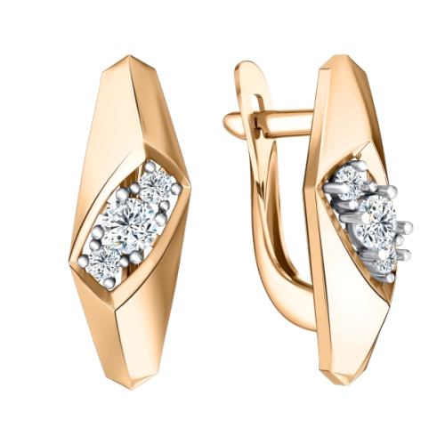 Золотые cерьги классические с фианитом