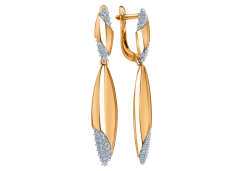 Золотые cерьги висячие с фианитом