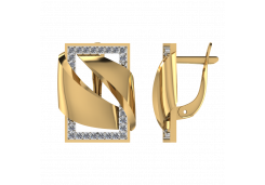 Золотые cерьги классические с фианитом