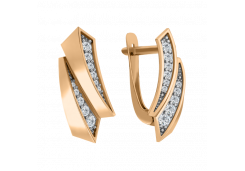 Золотые cерьги классические с фианитом