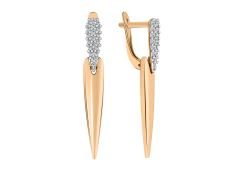 Золотые cерьги висячие с фианитом
