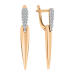 Золотые cерьги висячие с фианитом