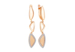 Золотые cерьги висячие с фианитом