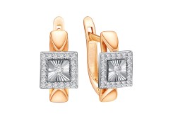 Золотые cерьги классические с фианитом