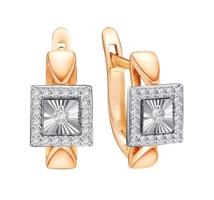 Золотые cерьги классические с фианитом