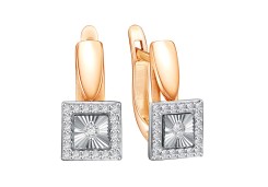 Золотые cерьги классические с фианитом