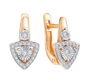 Золотые cерьги классические с фианитом