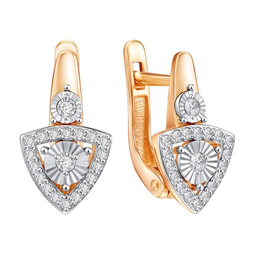 Золотые cерьги классические с фианитом